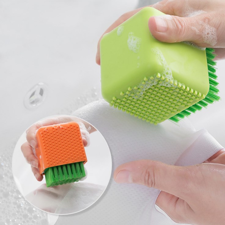 Square Potted Silicone Kitchen Washing Bowl Dish Laundry Clothes Cleaning Brush - Mubimart - Dish Brush 