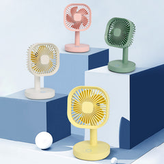 Square Three-speed Adjustable USB Small Fan With Lamp Desktop Portable Fan - Mubimart - Box Fans 