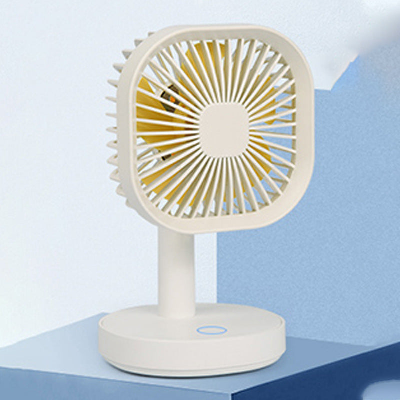 Square Three-speed Adjustable USB Small Fan With Lamp Desktop Portable Fan - Mubimart -  