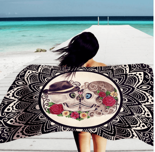 Square microfiber printed beach towel taro beach towel - Mubimart