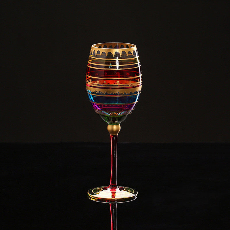 Stained glass tall wine glass - Mubimart - Drink glass 