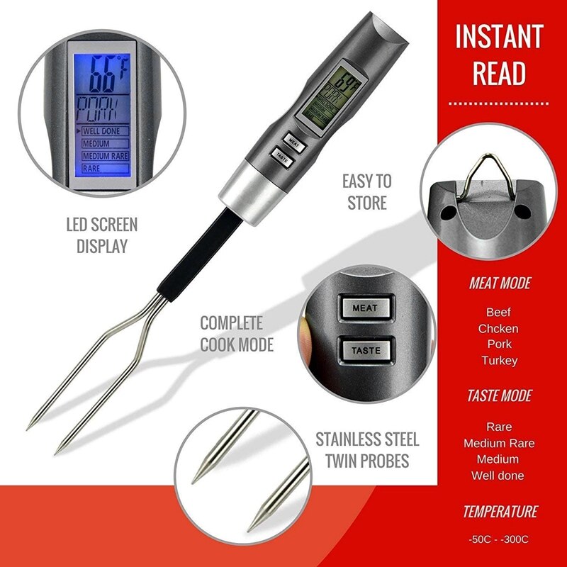 Stainless Steel BBQ Fork Thermometer Food Thermometer - Mubimart -  