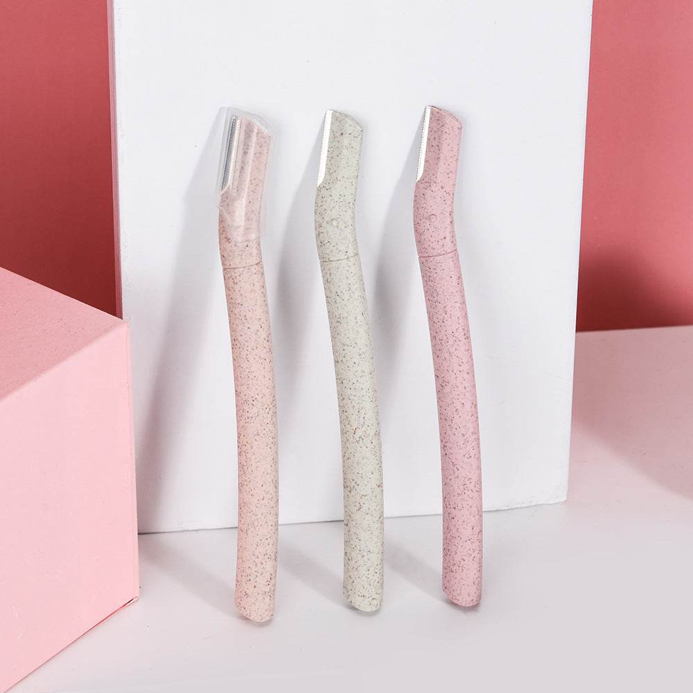 Stainless Steel Blade Wheat Straw Type Lady Eyebrow Scraper Beauty Tool - Mubimart