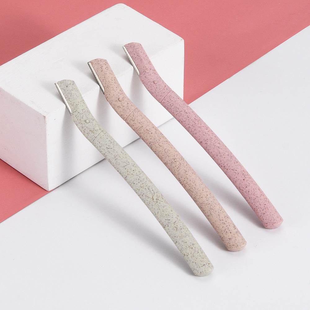 Stainless Steel Blade Wheat Straw Type Lady Eyebrow Scraper Beauty Tool - Mubimart