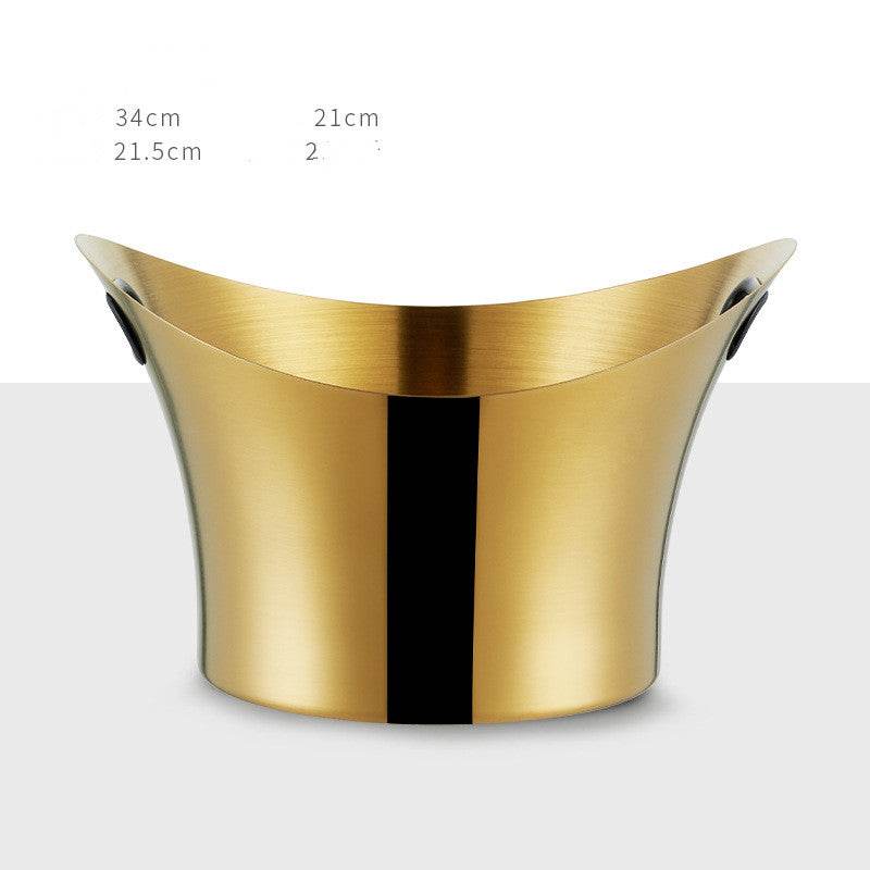 Stainless Steel Champagne Bowl, Ice Bowl, Ice Bucket, Golden Salad Bowl, Champagne Bucket - Mubimart