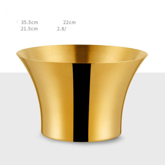 Stainless Steel Champagne Bowl, Ice Bowl, Ice Bucket, Golden Salad Bowl, Champagne Bucket - Mubimart