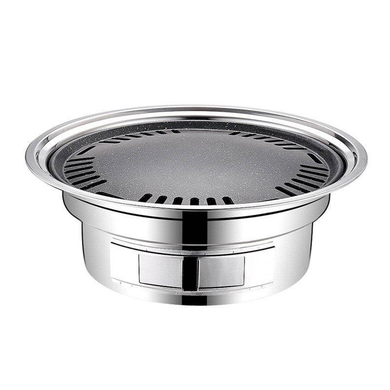 Stainless Steel Charcoal Barbecue Grill Korean Non-stick Barbecue Grills Portable Outdoor BBQ Grill Round Carbon Barbecue Stove - Mubimart