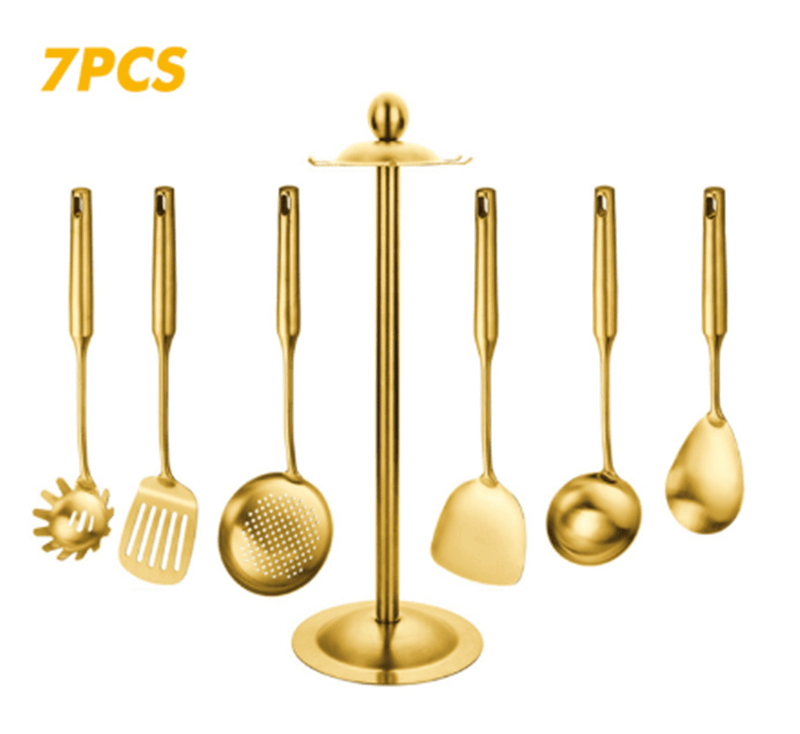 Stainless Steel Cooking Spoon Kitchenware Gift Set Custom Gilded - Mubimart