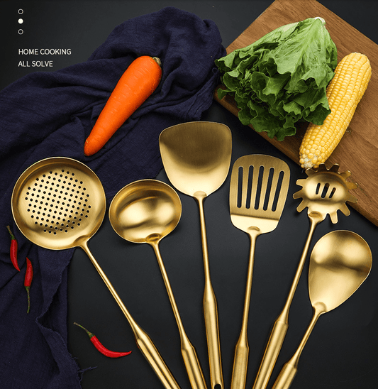 Stainless Steel Cooking Spoon Kitchenware Gift Set Custom Gilded - Mubimart