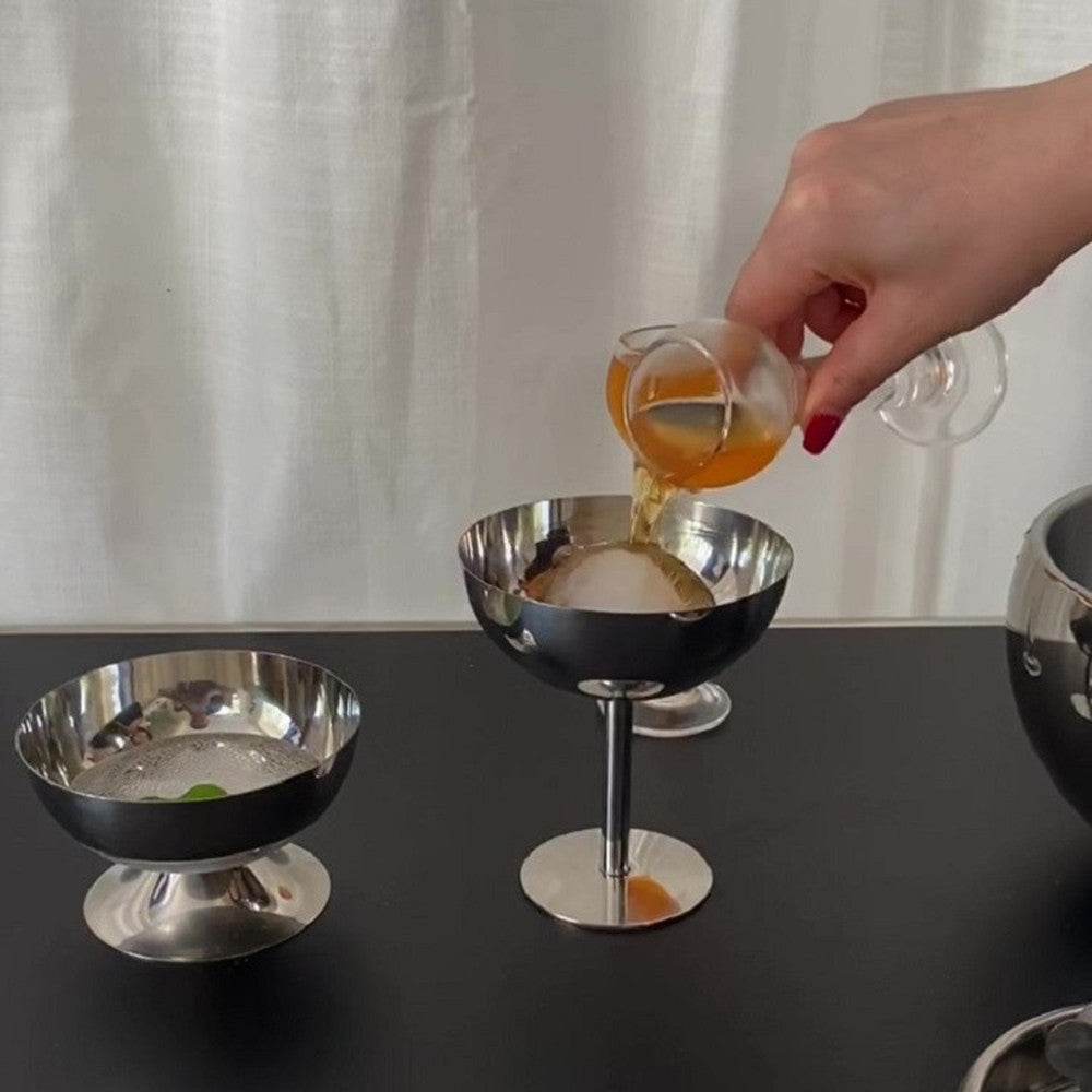 Stainless Steel Dessert Bowl Ice Cream Cup High Leg - Mubimart