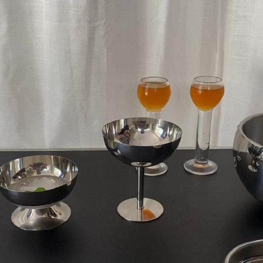 Stainless Steel Dessert Bowl Ice Cream Cup High Leg - Mubimart