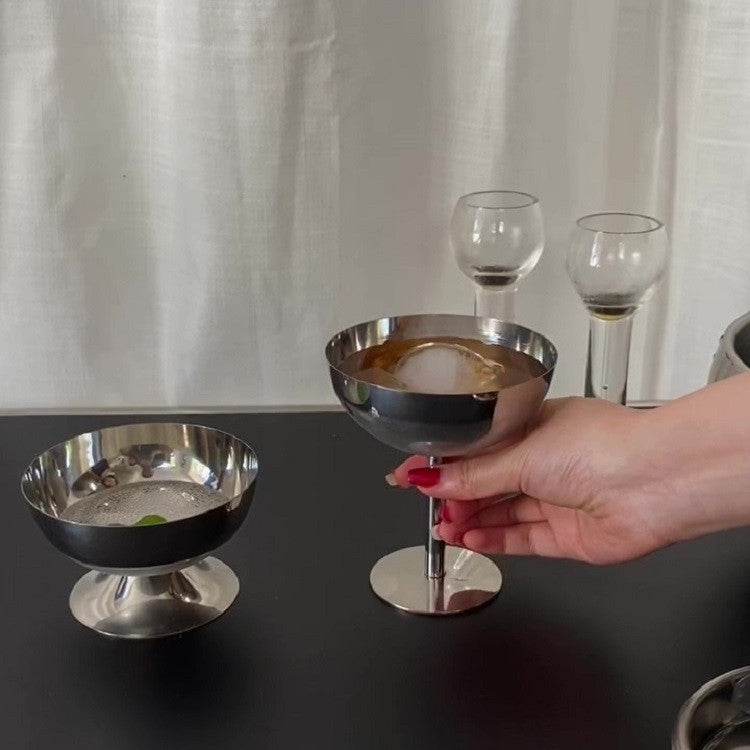 Stainless Steel Dessert Bowl Ice Cream Cup High Leg - Mubimart