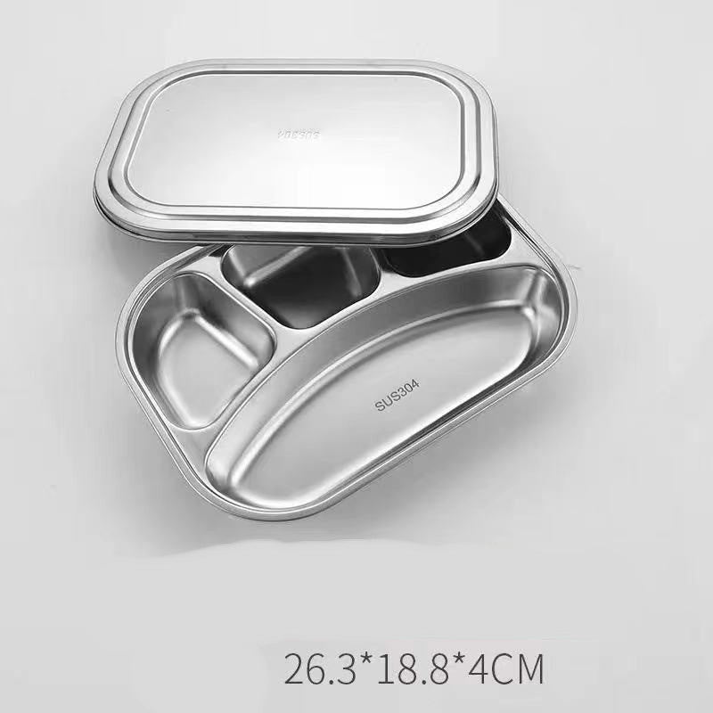 Stainless Steel Dinner Plate Lunch Box Set Mubimart