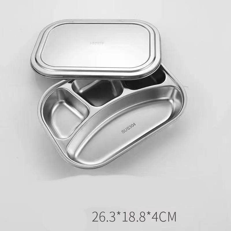 Stainless Steel Dinner Plate Lunch Box Set - Mubimart