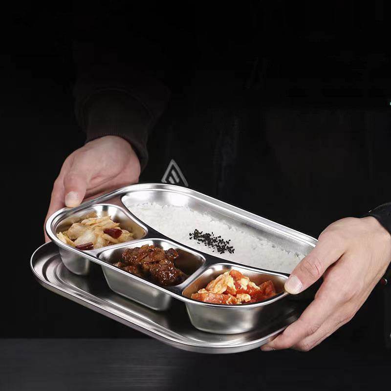 Stainless Steel Dinner Plate Lunch Box Set - Mubimart
