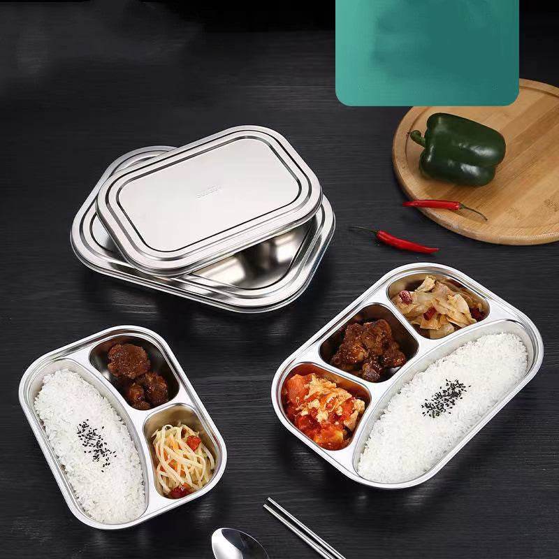 Stainless Steel Dinner Plate Lunch Box Set - Mubimart