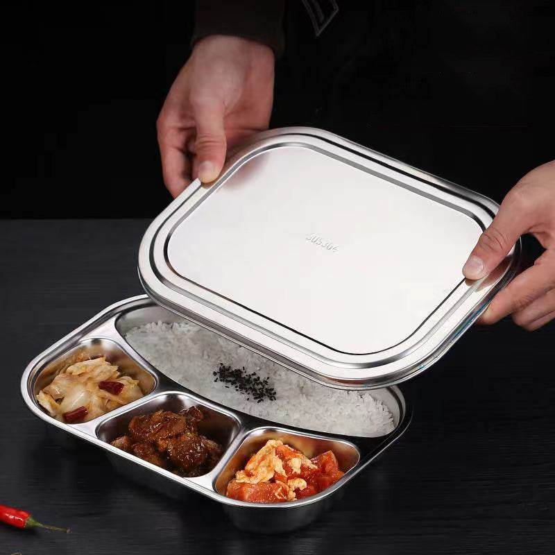 Stainless Steel Dinner Plate Lunch Box Set - Mubimart