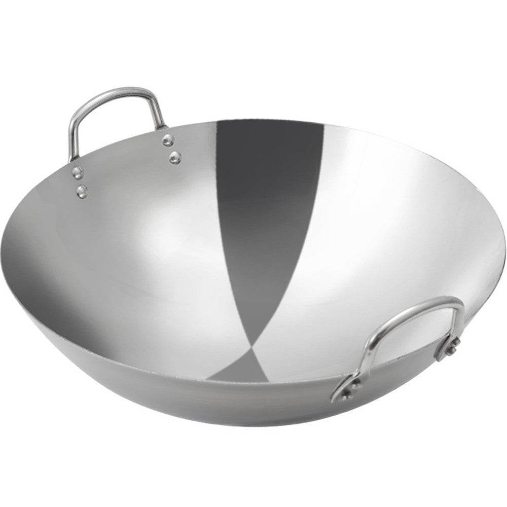 Stainless Steel Double Ear Frying Tripod Thickened Uncoated Frying Pan With Ear Stainless Steel Frying Pan - Mubimart