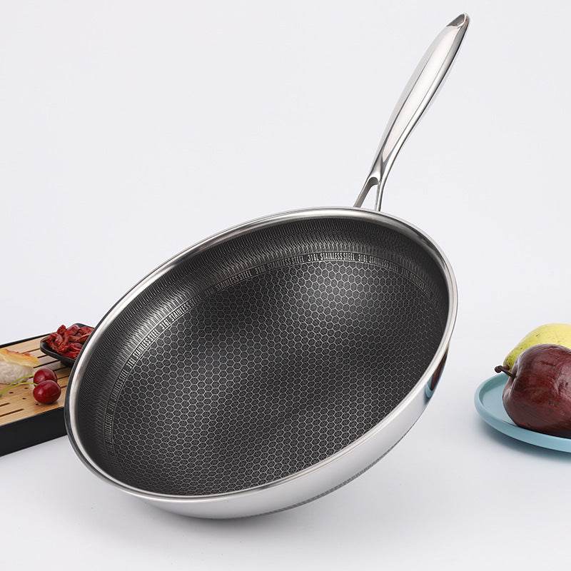 Stainless Steel Double-sided Honeycomb Frying Pan For Home Use - Mubimart