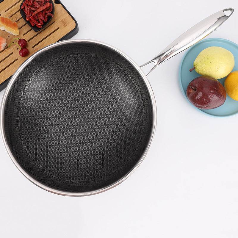 Stainless Steel Double-sided Honeycomb Frying Pan For Home Use - Mubimart