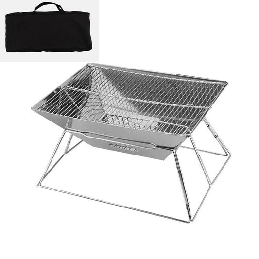 Stainless Steel Folding Portable Barbecue Grill - Mubimart