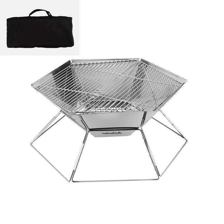 Stainless Steel Folding Portable Barbecue Grill - Mubimart