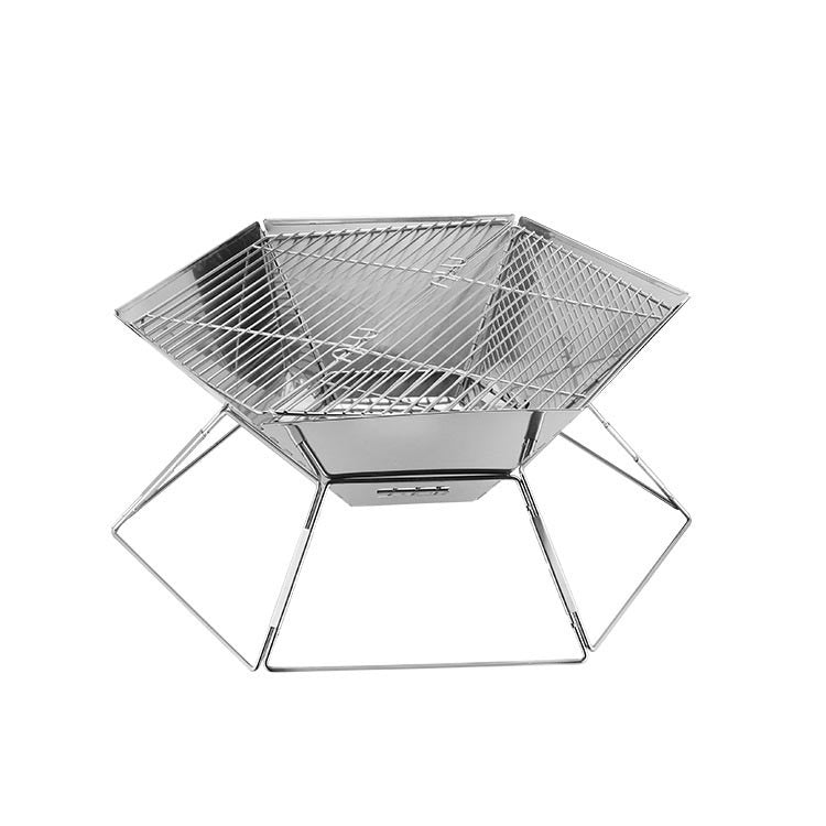 Stainless Steel Folding Portable Barbecue Grill - Mubimart -  