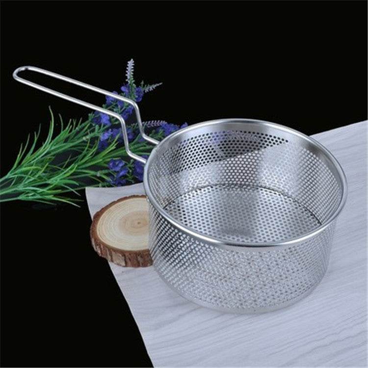Stainless Steel Fryer Frying Basket Punching Colander Strainer Spoon - Mubimart