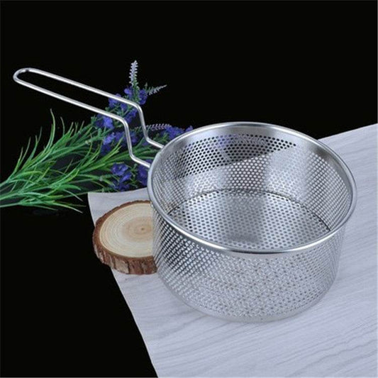 Stainless Steel Fryer Frying Basket Punching Colander Strainer Spoon - Mubimart