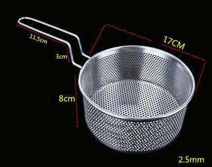 Stainless Steel Fryer Frying Basket Punching Colander Strainer Spoon - Mubimart
