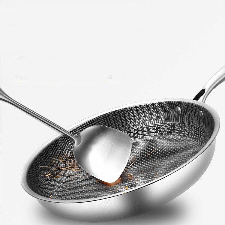 Stainless Steel Full Screen Honeycomb Frying Pan - Mubimart