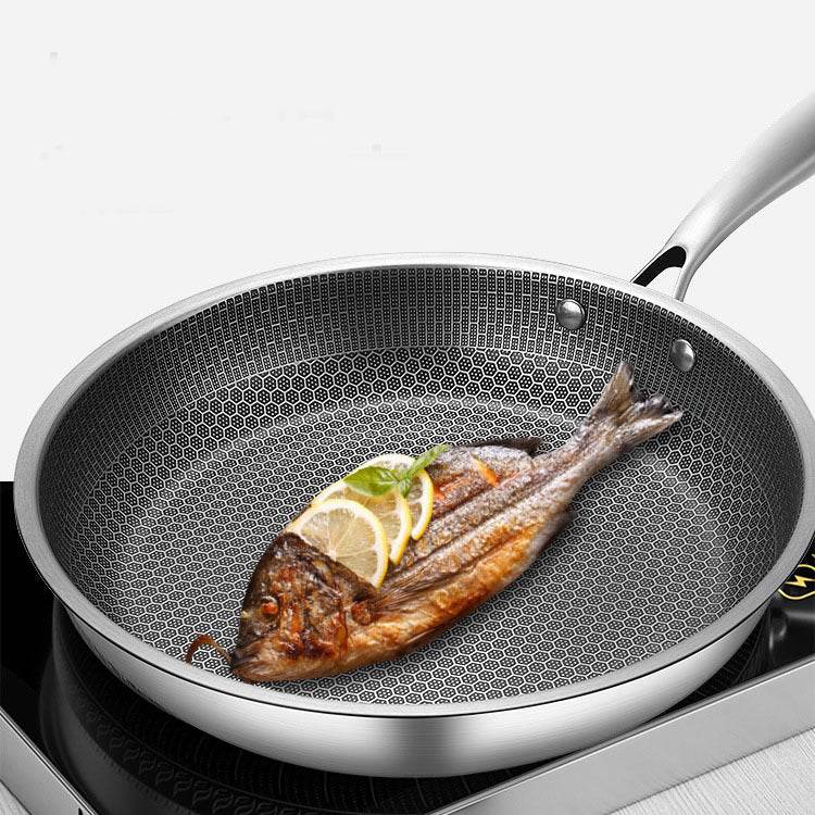 Stainless Steel Full Screen Honeycomb Frying Pan - Mubimart
