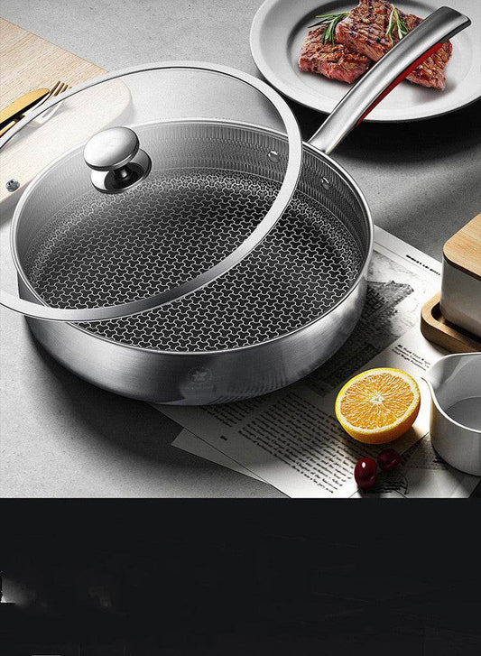 Stainless Steel Honeycomb Pan Cooking Skillet Steak Pan Saucepan - Mubimart