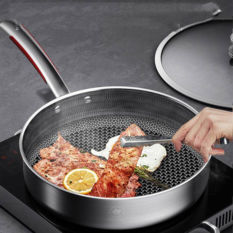 Stainless Steel Honeycomb Pan Cooking Skillet Steak Pan Saucepan - Mubimart