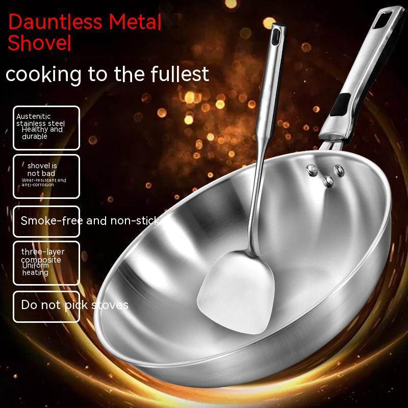 Stainless Steel Household Uncoated Frying Pan - Mubimart