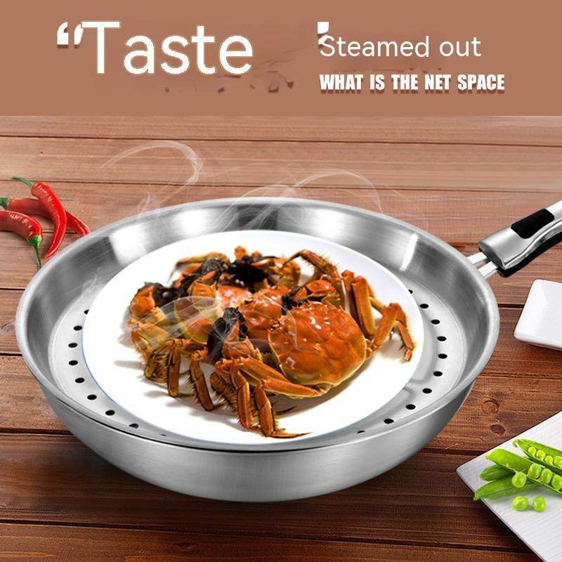 Stainless Steel Household Uncoated Frying Pan - Mubimart