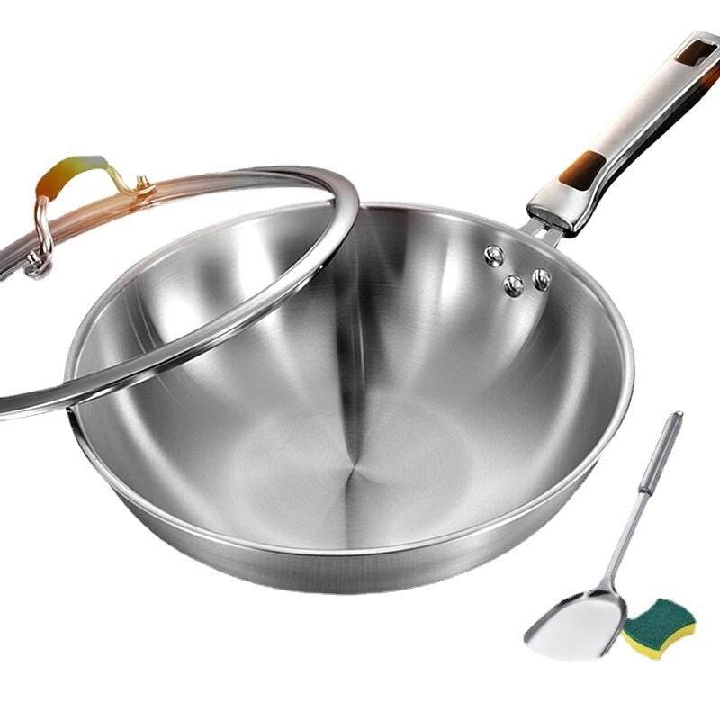 Stainless Steel Household Uncoated Frying Pan - Mubimart