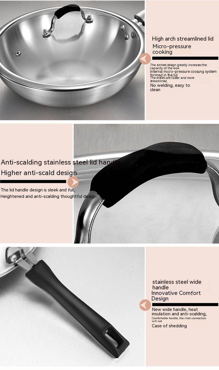 Stainless Steel Household Uncoated Frying Pan - Mubimart
