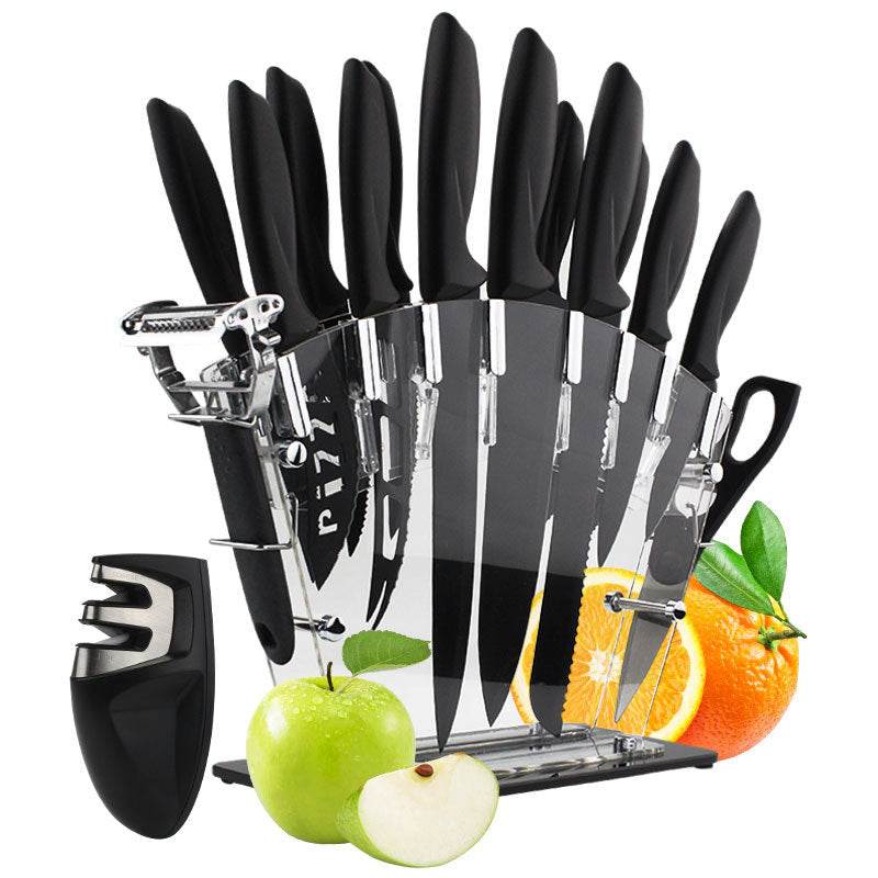 Stainless Steel Knife Set Kitchen Household Slicing Knife Chef's Knife Bread Knife Cheese Knife Scissors Pizza Knife Steak Knife - Mubimart