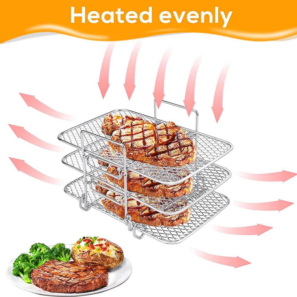Stainless Steel Multi-layer Rectangular Stackable Dehydrator Air Fryer - Mubimart
