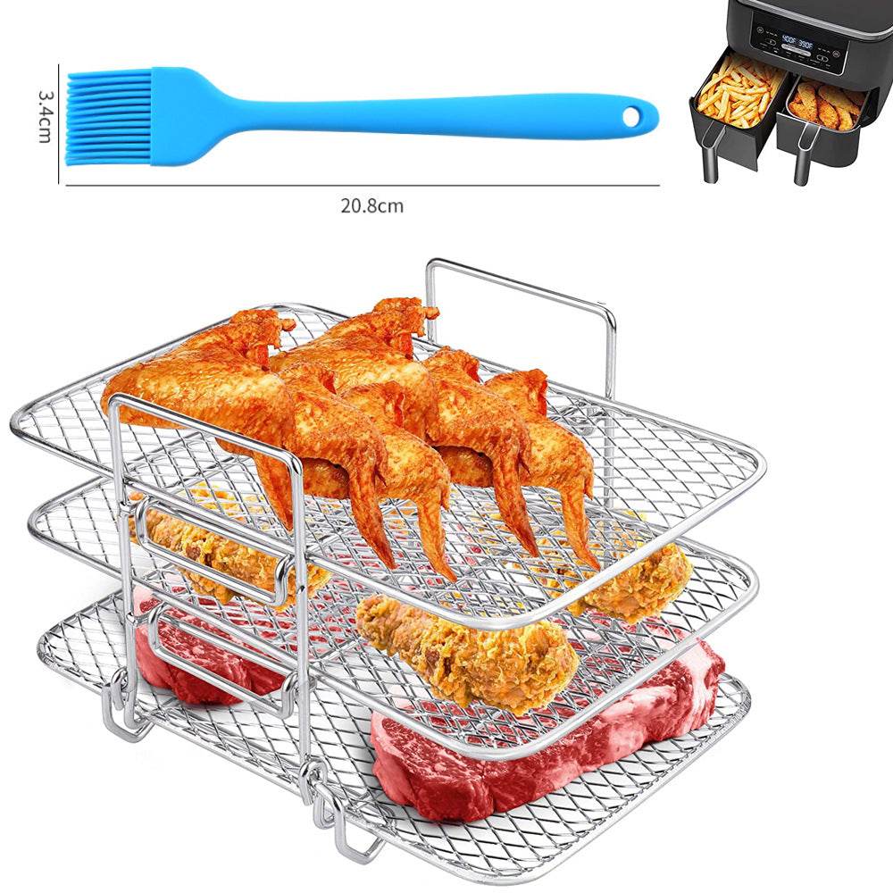 Stainless Steel Multi-layer Rectangular Stackable Dehydrator Air Fryer - Mubimart