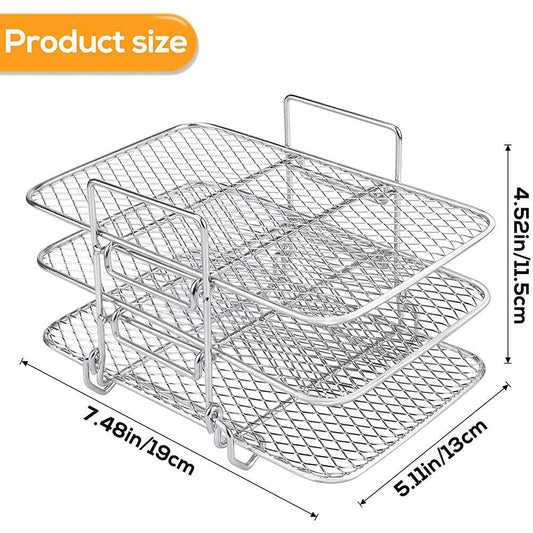Stainless Steel Multi-layer Rectangular Stackable Dehydrator Air Fryer - Mubimart