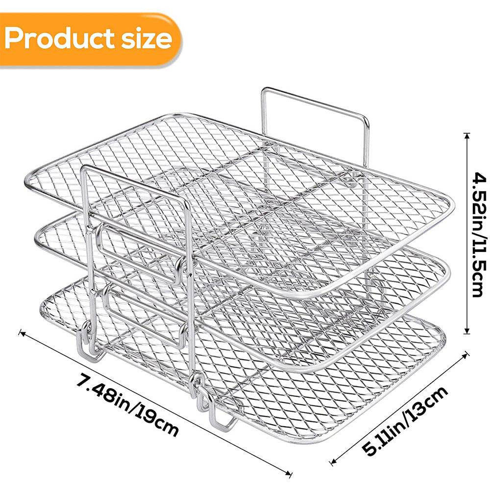 Stainless Steel Multi-layer Rectangular Stackable Dehydrator Air Fryer - Mubimart