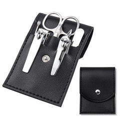 Stainless Steel Nail Clipper Household Ear Spoon Pedicure Cutter Scissors Cuticle Tool Travel Case Kit - Mubimart -  