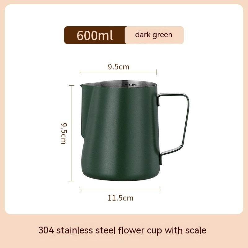 Stainless Steel Pitcher Pointed Thickened Frothing Pitcher Household Milk Cylinder - Mubimart