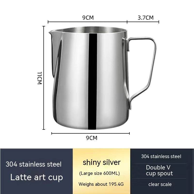 Stainless Steel Pitcher Pointed Thickened Frothing Pitcher Household Milk Cylinder - Mubimart