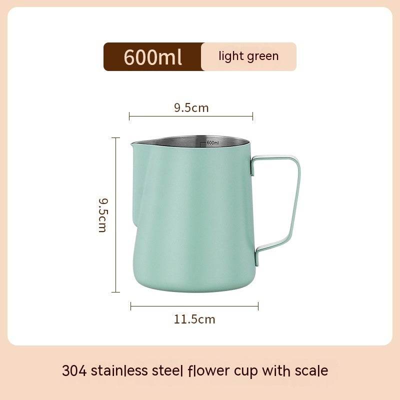 Stainless Steel Pitcher Pointed Thickened Frothing Pitcher Household Milk Cylinder - Mubimart