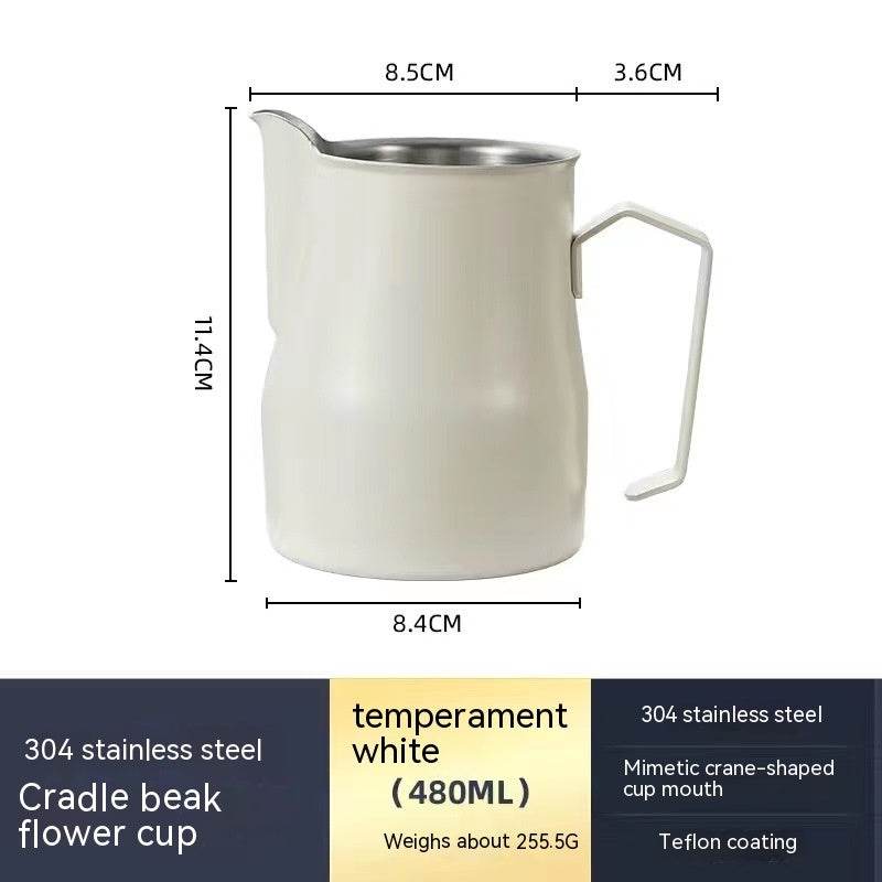 Stainless Steel Pitcher Pointed Thickened Frothing Pitcher Household Milk Cylinder - Mubimart