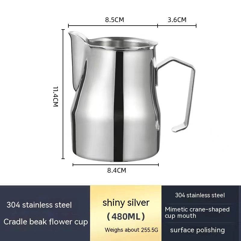 Stainless Steel Pitcher Pointed Thickened Frothing Pitcher Household Milk Cylinder - Mubimart