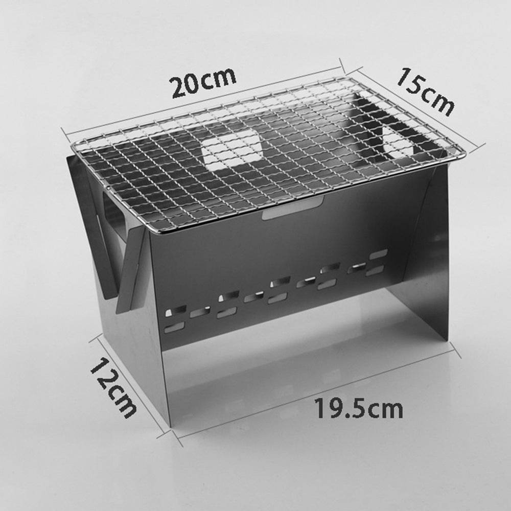 Stainless Steel Portable X-shaped Grill DIY Card Grill New Mini Folding Camping Wood Stove - Mubimart